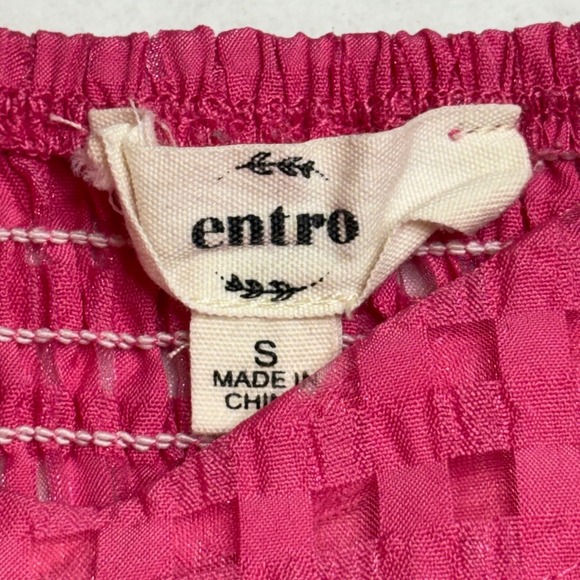 Entro Pink Gingham Puff Sleeve Smocked Ruffle Dress Coquette Girly Size Small - Picture 6 of 7